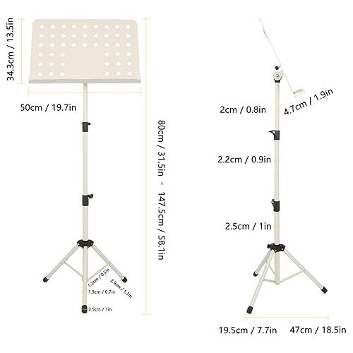  Sheet Music Stand, High Strength Steel Folding Sheet Music Stand Portable Height Adjustable Metal Music Stand Music Score Stand for Violin Saxophone Guitar Ukulele Players (off