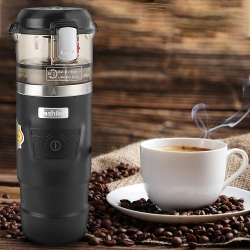  Fockety Car Coffee Maker, DC 12V 65ML Portable Sealing Protection Electric Espresso Machine Black Car Coffee Machine Cigarette Lighter Power Supply Espresso Maker, Boil Dry Protection for