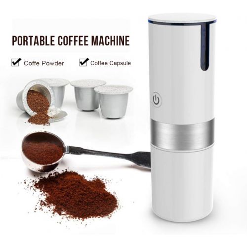  Fockety Portable Espresso Machine, Mini Full-Automatic USB Charging One Button Control Single Serve Coffee Maker Electric Coffee Machine with Water Capacity Scale for Camping Travel Office