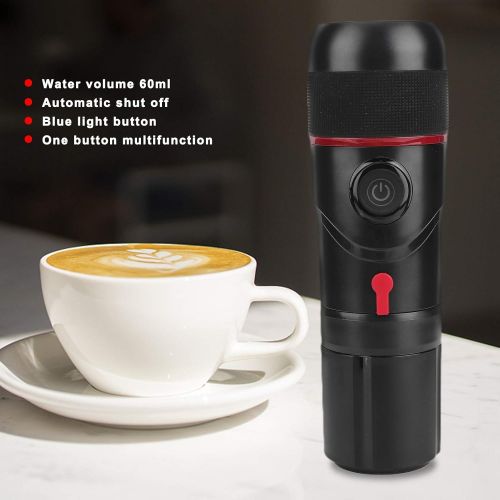  Fockety Coffee Maker, DC 12V Mini Portable Safety Protection Self Heating Capsule Coffee Machine Black USB Car Espresso Maker Electric Espresso Machine with Reusable Coffee Capsule for Tra