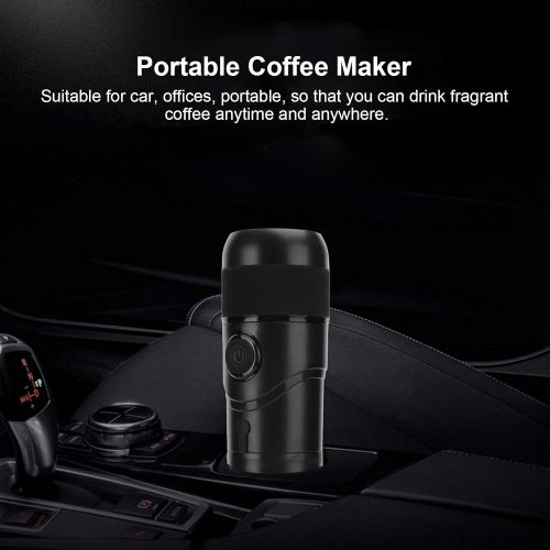  Fockety Travel Coffee Maker, 12V Mini Portable Automatic Off Electric Espresso Machine Black USB Car Espresso Maker Safety Protection Coffee Machine with Reusable Coffee Capsule for Travel