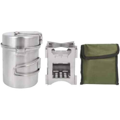  Fockety Wood Burning Stove, Stainless Steel Practical Outdoor Come with Pot, Wood Stove Kit, fpr Camping Hiking Picnic Backpacking