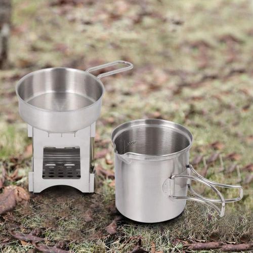  Fockety Wood Burning Stove, Stainless Steel Practical Outdoor Come with Pot, Wood Stove Kit, fpr Camping Hiking Picnic Backpacking