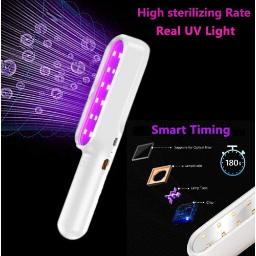  Foclassy UV Light Sanitizer, Portable UVC Ultraviolet Light Sanitizer Wand, UV Light Cleaner for Sanitizing Rechargeable, Disinfection Wand for Travel, Household, Toilet, Office