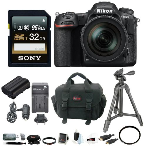  Focus Camera Nikon D500 DX-format DSLR Camera w16-80mm f2.8-4 ED VR Lens & 32GB SD Card Bundle