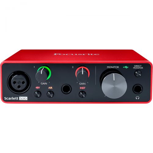  Focusrite},description:This recording package pairs together the Focusrite Scarlett Solo second-generation audio interface with a pair of Rokit 5 G3 studio monitors, an MXL R80 rib