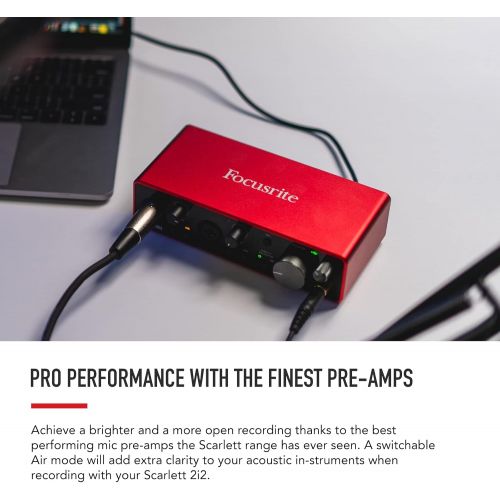  Focusrite Scarlett 2i2 3rd Gen USB Audio Interface for Recording, Songwriting, Streaming and Podcasting ? High-Fidelity, Studio Quality Recording, and All the Software You Need to