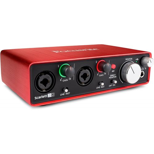  Focusrite Scarlett 2i2 (2nd Gen) USB Audio Interface with Pro Tools First, Red, 2i2 - 2 Mic Pres