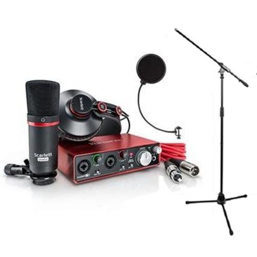  Focusrite SCARLETT Studio Pack wCM25 Microphone, Headphones, 2i2, Code for Software Bundle Mic Cable, Boom Stand, and Pop Filter