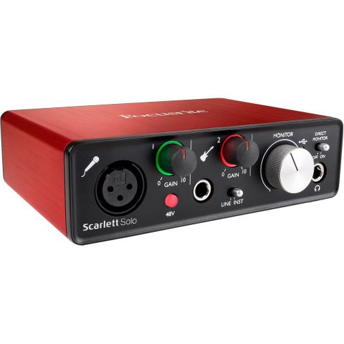  Focusrite Scarlett 2i2 USB Audio Interface (2nd Gen) Includes Pro Tools First with Headphones, Knox Pop Filter and XLR Cable