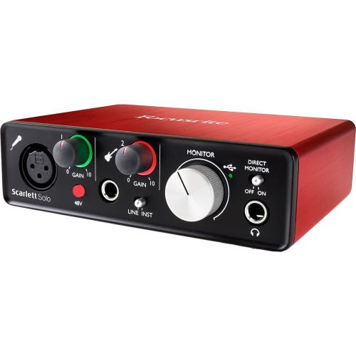  Focusrite Scarlett 2i2 USB Audio Interface (2nd Gen) Includes Pro Tools First with Headphones, Knox Pop Filter and XLR Cable