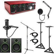 Focusrite Scarlett 18i8 (2nd Gen) with Mackie CR4BT 4 Multimedia Monitors with Bluetooth and Speaker Stands and Condenser Microphone Deluxe Bundle