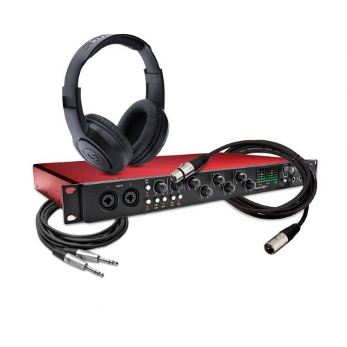  Focusrite Scarlett 18i20 (2nd Gen) USB Audio Interface with Samson Headphones, XLR and 14 inch TRS cables