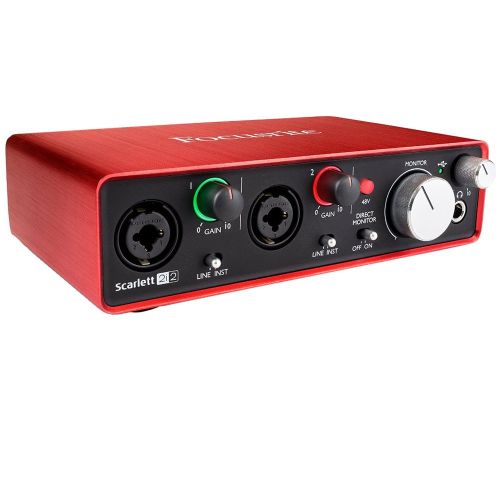  Focusrite Scarlett 2i2 USB Audio Interface (2nd Generation) Bundle includes Monoprice Tripod Stand with Boom, 2 XLR 10ft Cables and Pop Filter