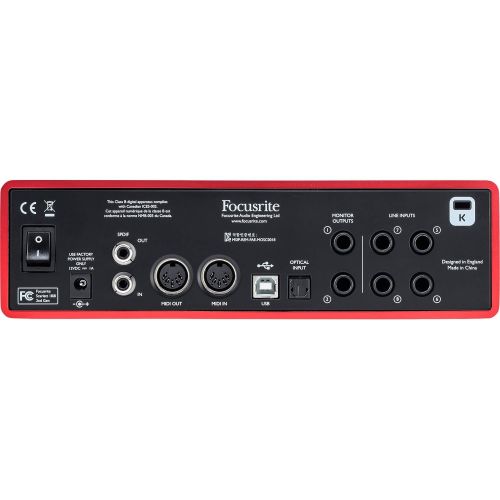  Focusrite Scarlett 18i8 USB 2.0 Audio Interface Deluxe Kit W 2 x ¼” Cable, 4 x XLR Cable, 2 MIDI to 2 MIDI (Dual) Cable, Samson Studio Headphones, FiberTique Cleaning Cloth