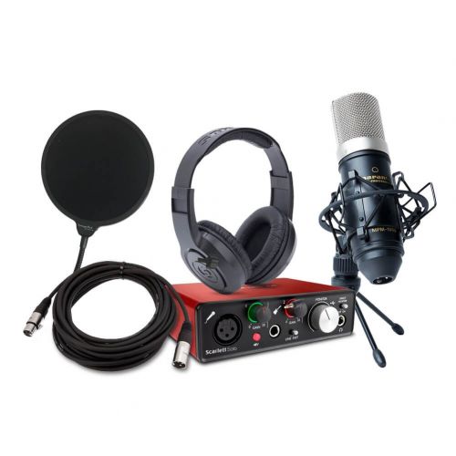  Focusrite Scarlett Solo (2nd Gen) USB Audio Interface bundle with Marantz Pro Microphone and Samson Headphones