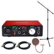 Focusrite Scarlett Solo USB Audio Interface (2nd Generation) Bundle with 2 XLR Cables, Microphone Stand, Wind Screen