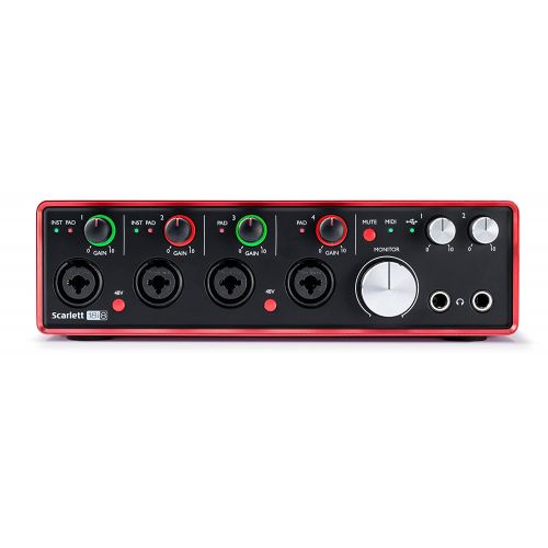  Focusrite Scarlett 18i8 USB Interface with Pro Tools and Standard Dual Recording Accessories Kit Ideal For Musicians, Producers and Small Bands