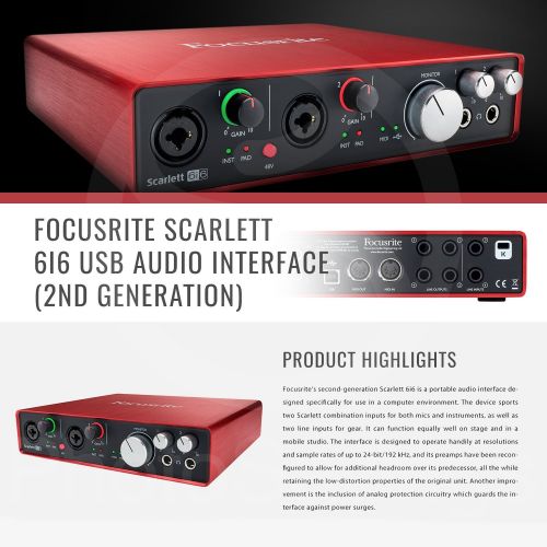  Focusrite Scarlett 6i6 USB Audio Interface (2nd Gen) Bundled with CAD GXL3000BPSP Microphones and Headphone Studio Pack Deluxe Bundle