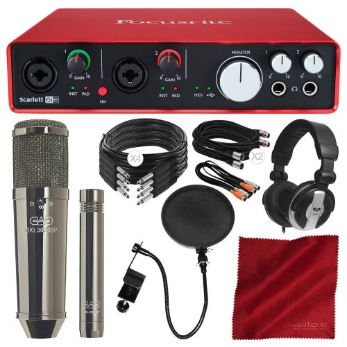  Focusrite Scarlett 6i6 USB Audio Interface (2nd Gen) Bundled with CAD GXL3000BPSP Microphones and Headphone Studio Pack Deluxe Bundle