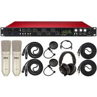 Focusrite Scarlett 18i20 USB Audio Interface with Pro Tools | First Software, 2x Studio Microphones, Headphones, 2 Pop Filters, 2 TS Instrument Cables