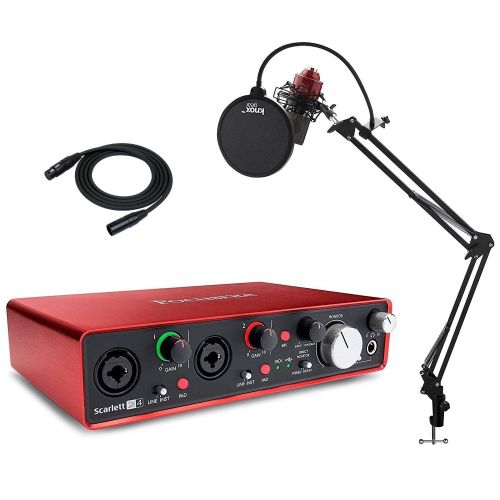  Focusrite Scarlett 2i4 (2nd Gen) USB Audio Interface with Pro Tools and MXL 770 Condenser Microphone, Studio Stand, Pop Filter and XLR Cable