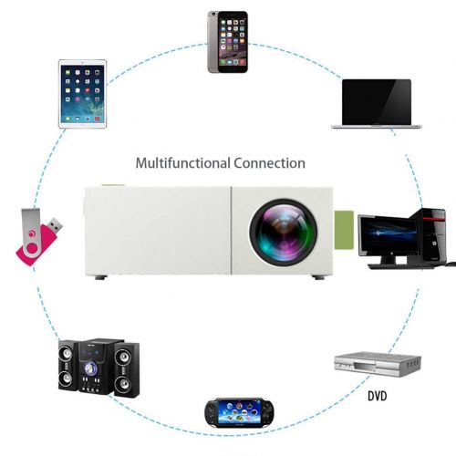  Fohee Projector, Mini Mobile LED Projector Media Streaming Devices, Multimedia Home Theater Video Projector Supporting 1080P for Home Cinema TV Laptop Games iPhone Andriod Smartpho