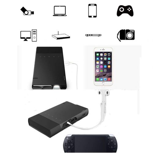  Fohee Phone Screen Sync Projector,Mobile LED Projector, Multimedia Home Theater Video Projector HD 1080P Smartphone Sync