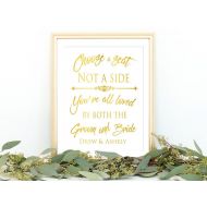 /FoiledAgainPrints Wedding Seating Sign, Gold Foil Print, Choose A Seat Not A Side Sign, Wedding Decorations, Custom Foil Printing, Personalized Wedding Decor