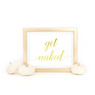 FoiledAgainPrints Get Naked Bathroom Sign, Rose Gold Bathroom, Girly Wall Art, Gold Foil Sign Funny, Home Decor, Bathroom Print