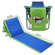 Foldable chair GigaTent Portable Beach Lounge Chair Mat Adjustable Backrest with Cooler Storage Pocket Lightweight Foldable Comfortable Insulated Shoulder Carrying Strap