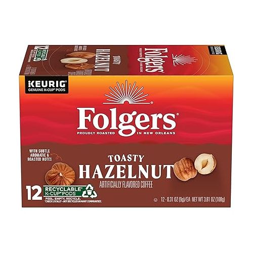  Folgers Toasty Hazelnut Flavored Coffee, 72 Keurig K-Cup Pods