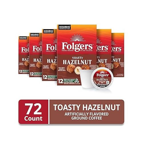  Folgers Toasty Hazelnut Flavored Coffee, 72 Keurig K-Cup Pods