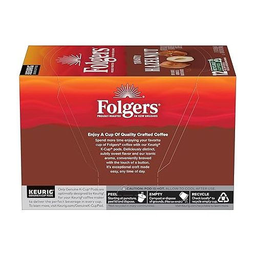  Folgers Toasty Hazelnut Flavored Coffee, 72 Keurig K-Cup Pods