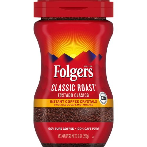  Folgers Classic Roast Instant Coffee Crystals, 8 Ounces