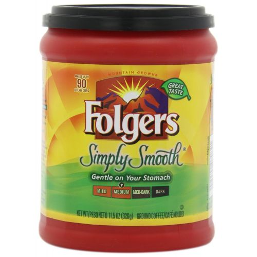  Folgers Simply Smooth Ground Coffee, Medium Roast, 11.5 Ounce (Pack of 6)