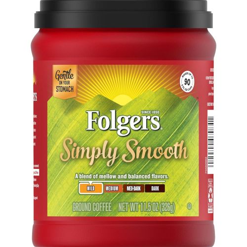  Folgers Simply Smooth Ground Coffee, Medium Roast, 11.5 Ounce (Pack of 6)