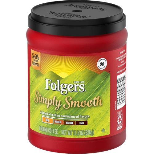  Folgers Simply Smooth Ground Coffee, Medium Roast, 11.5 Ounce (Pack of 6)