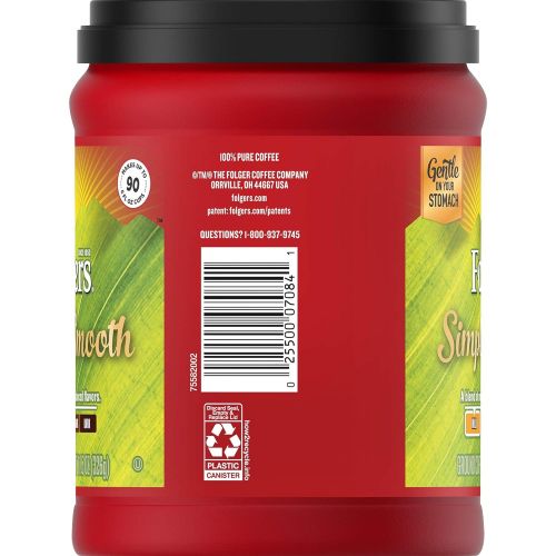  Folgers Simply Smooth Ground Coffee, Medium Roast, 11.5 Ounce (Pack of 6)