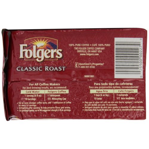  Folgers Classic Roast Coffee Brick, 11.3 Ounce (Pack of 12)