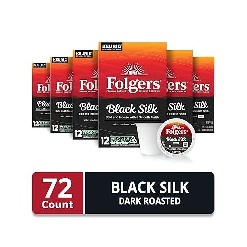  Folgers Black Silk Dark Roast Coffee, 72 Keurig K-Cup Pods