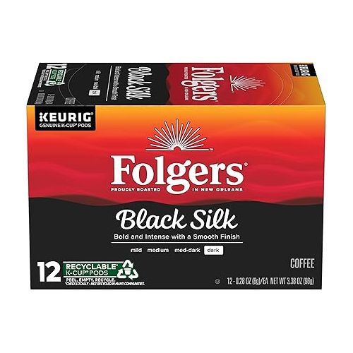  Folgers Black Silk Dark Roast Coffee, 72 Keurig K-Cup Pods