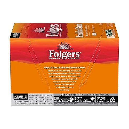  Folgers Breakfast Blend Mild Roast Coffee, 72 Keurig K-Cup Pods