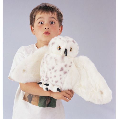  NEW PLUSH SOFT TOY Folkmanis 2236 Snowy Owl Full Hand Puppet with Rotating Head