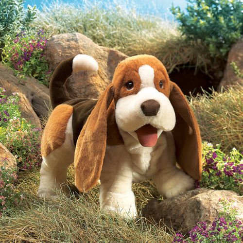  *NEW* PLUSH SOFT TOY Folkmanis 2919 Basset Hound Dog Full Body Hand Puppet