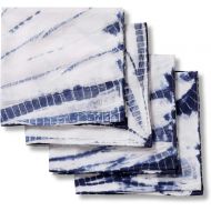 Folkulture Cloth Napkins for Dining Table or Cotton Dinner Napkins, Set of 4 Blue Shibori Reusable Napkins, 20-inch by 20-inch