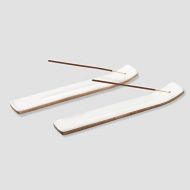 인센스스틱 Folkulture Set of 2 Incense Holder or Incense Burner for Insence Sticks, Modern Ash Catcher or Insence Burner Holder, Wooden Insense Stick Holders or Inscent Tray, Mango Wood, Whit