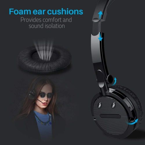  Foneda Wireless Bluetooth Foldable Headset, Noise Cancelling Crystal Clear Headphones with Mic and Volume Control for Trucker Driver, Compatible with iPhone Android MP34 TV Wireless Blue