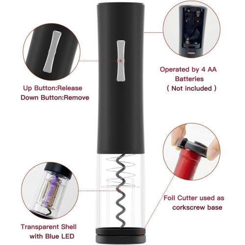  [아마존베스트]Electric Wine Opener, Wine Openers contains Foil Cutter Wine Aerator Pourer 2 Vacuum Wine Stoppers, foneta Wine Bottle Opener for Party, Dating & Wine Lover (5 PCS Gift Set)