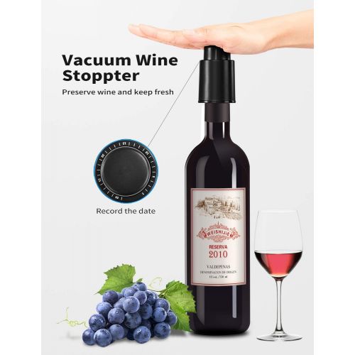  [아마존베스트]Electric Wine Opener, Wine Openers contains Foil Cutter Wine Aerator Pourer 2 Vacuum Wine Stoppers, foneta Wine Bottle Opener for Party, Dating & Wine Lover (5 PCS Gift Set)